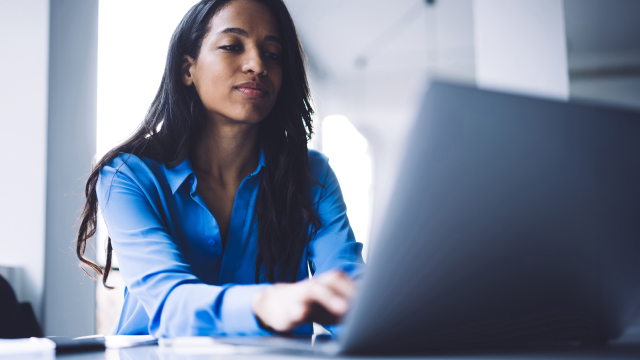 woman working on her laptop